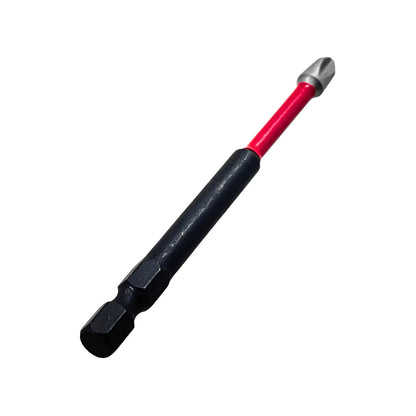 Punta para impacto hexagonal, broca de carburo para azulejo y vidrio. Cuerpo negro y rojo.