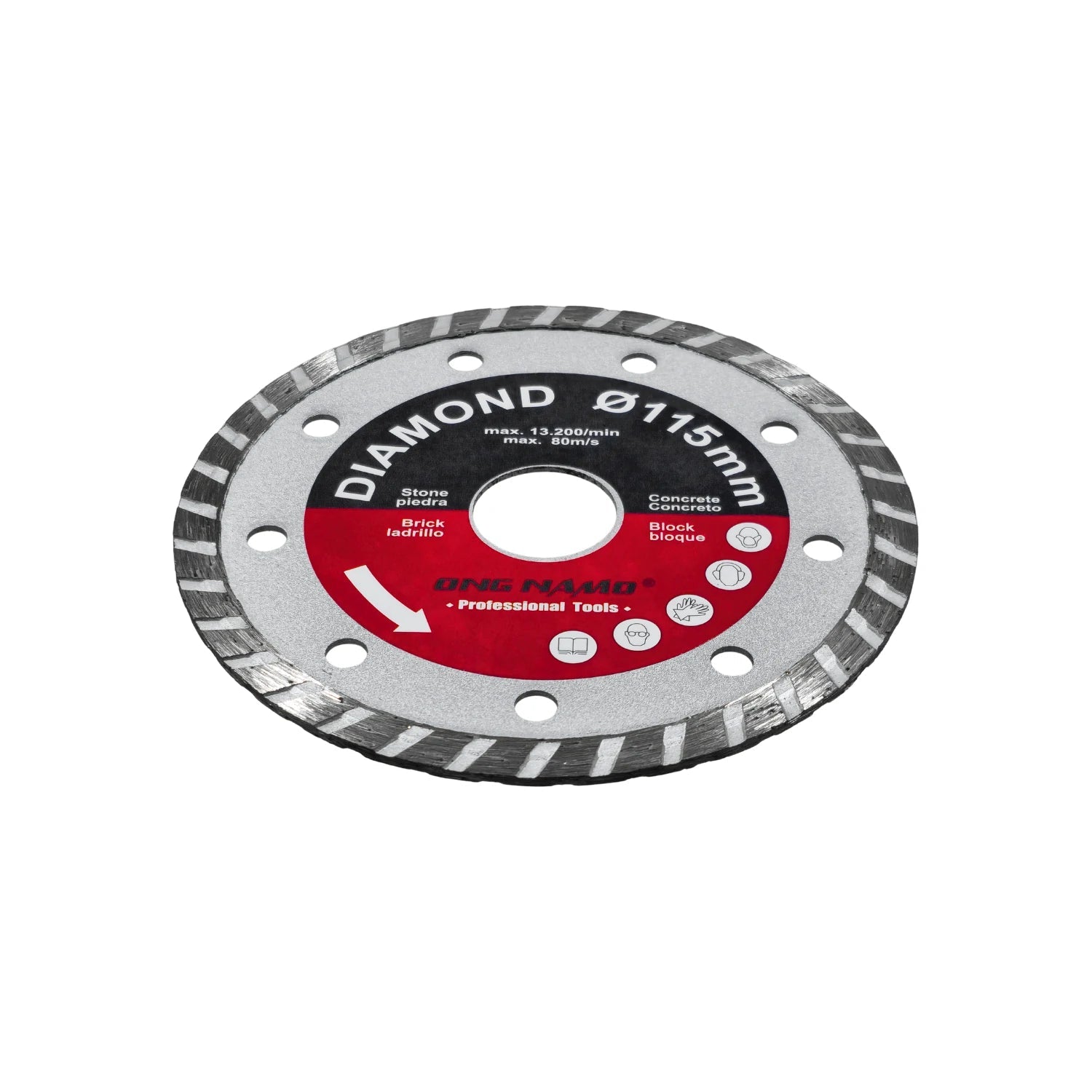 Disco de corte diamantado ONG NAMO 115mm para concreto, piedra, ladrillo y bloque