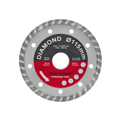 Disco diamantado ONG NAM® Ø115mm turbo para corte de piedra, ladrillo, concreto y bloque. Herramienta profesional.