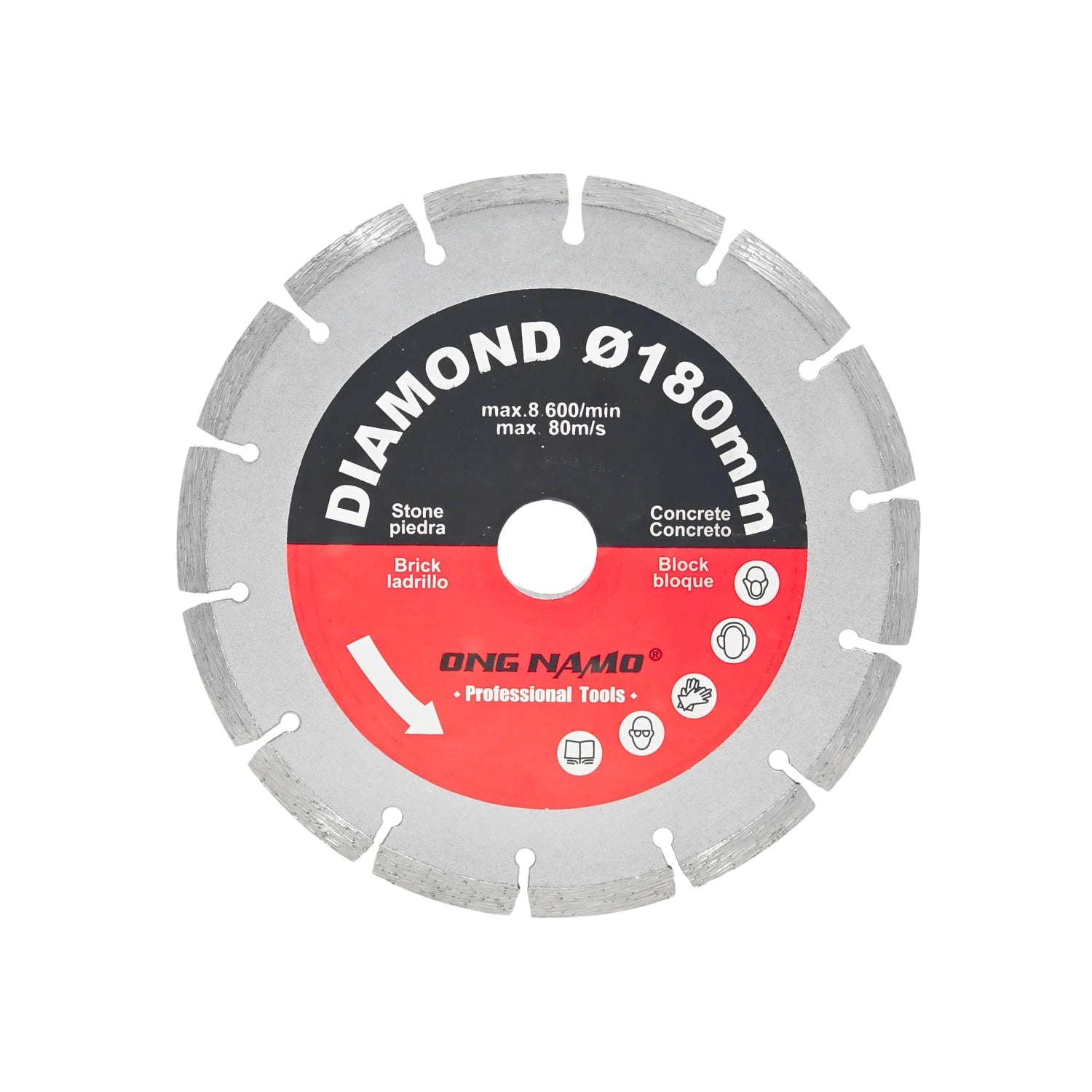 Disco de corte diamantado segmentado Ong Namo 7 pulgadas para concreto, ladrillo y piedra profesional