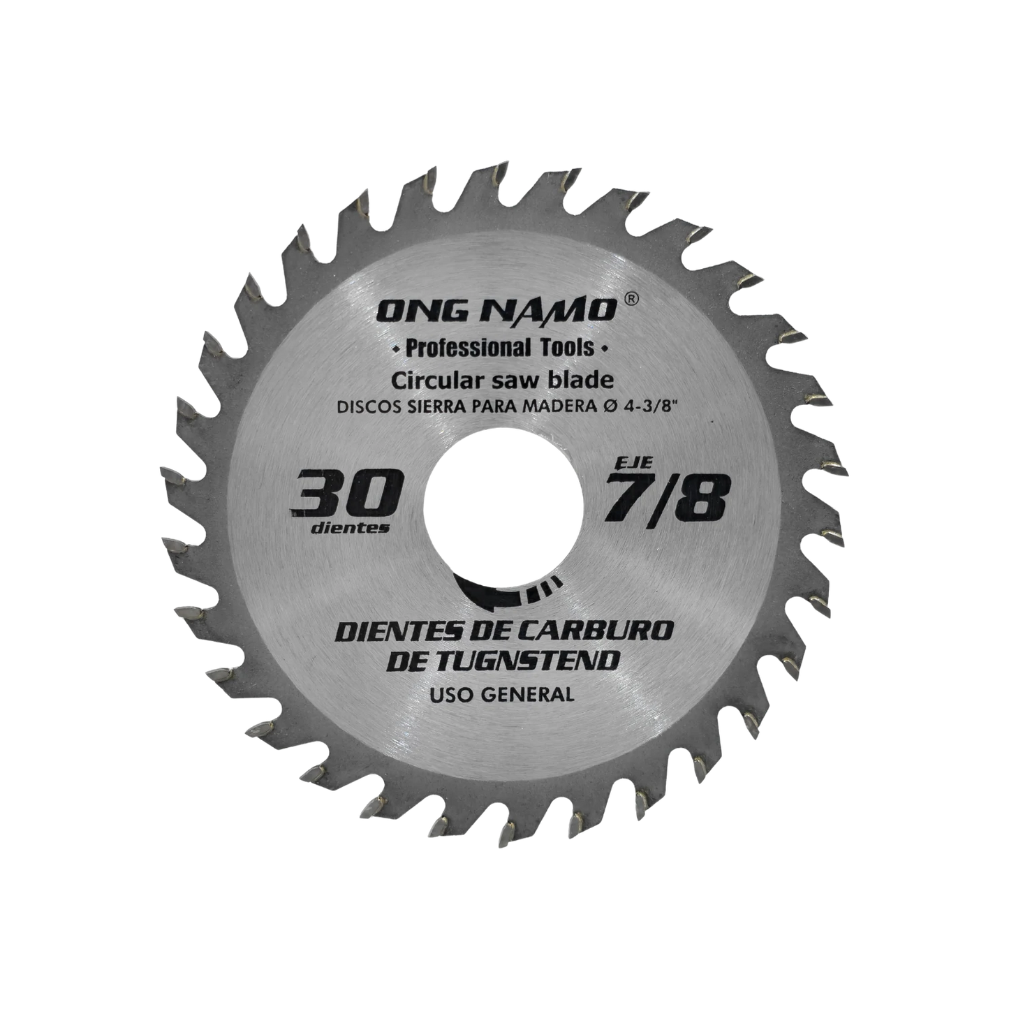 Disco sierra circular ONG NAMO 4-3/8 pulgadas, 30 dientes de carburo, eje 7/8 para madera