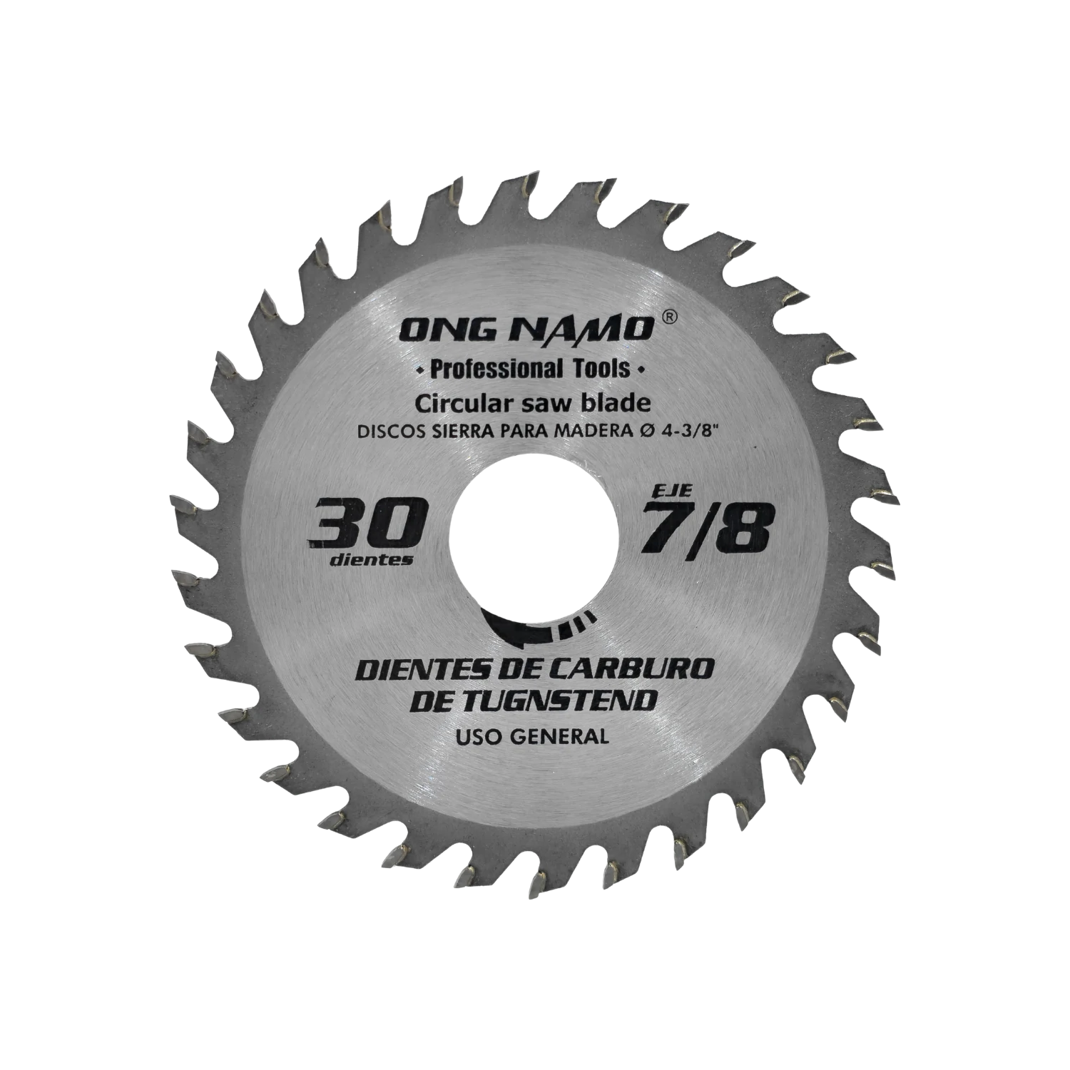 Disco sierra circular ONG NAMO 4-3/8 pulgadas, 30 dientes de carburo, eje 7/8 para madera