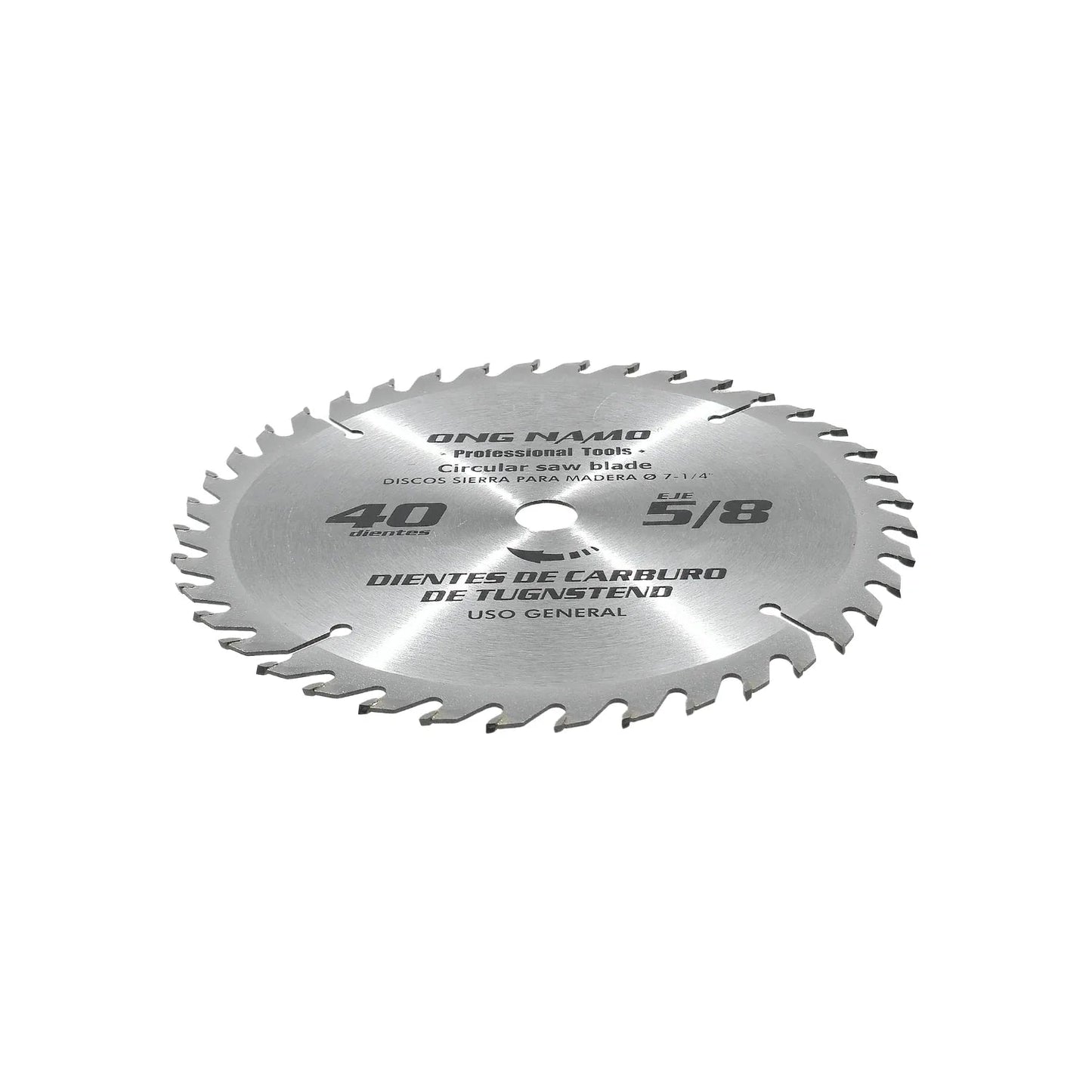 Disco sierra circular Ong Namo 7 1/4" 40 dientes carburo tungsteno para madera, eje 5/8"