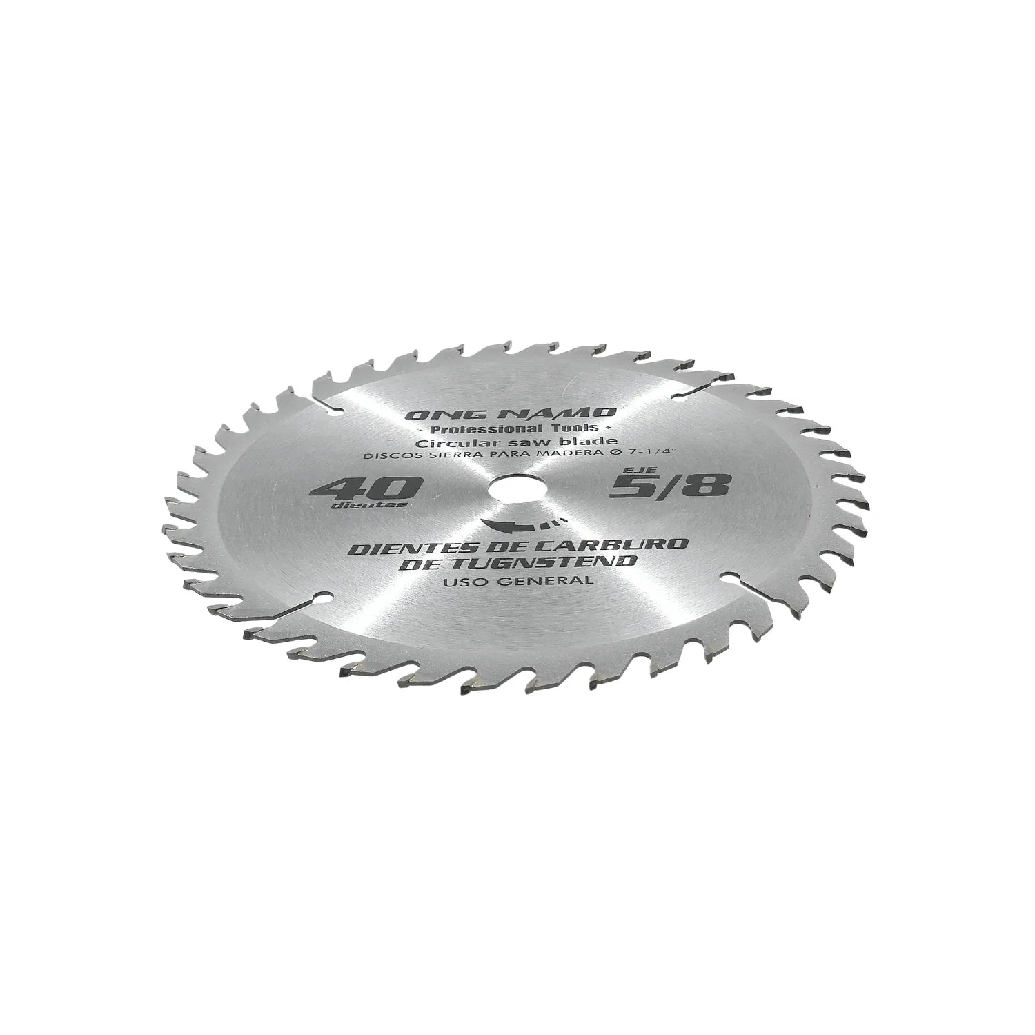 Disco sierra circular Ong Namo 7 1/4" 40 dientes carburo tungsteno para madera, eje 5/8"