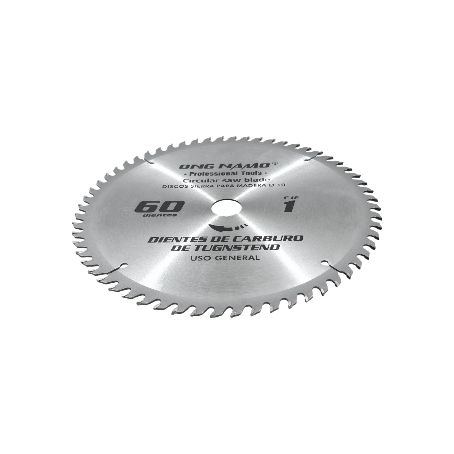 Disco sierra circular Ong Namo 10 pulgadas 60 dientes, carburo de tungsteno, uso general, plateado