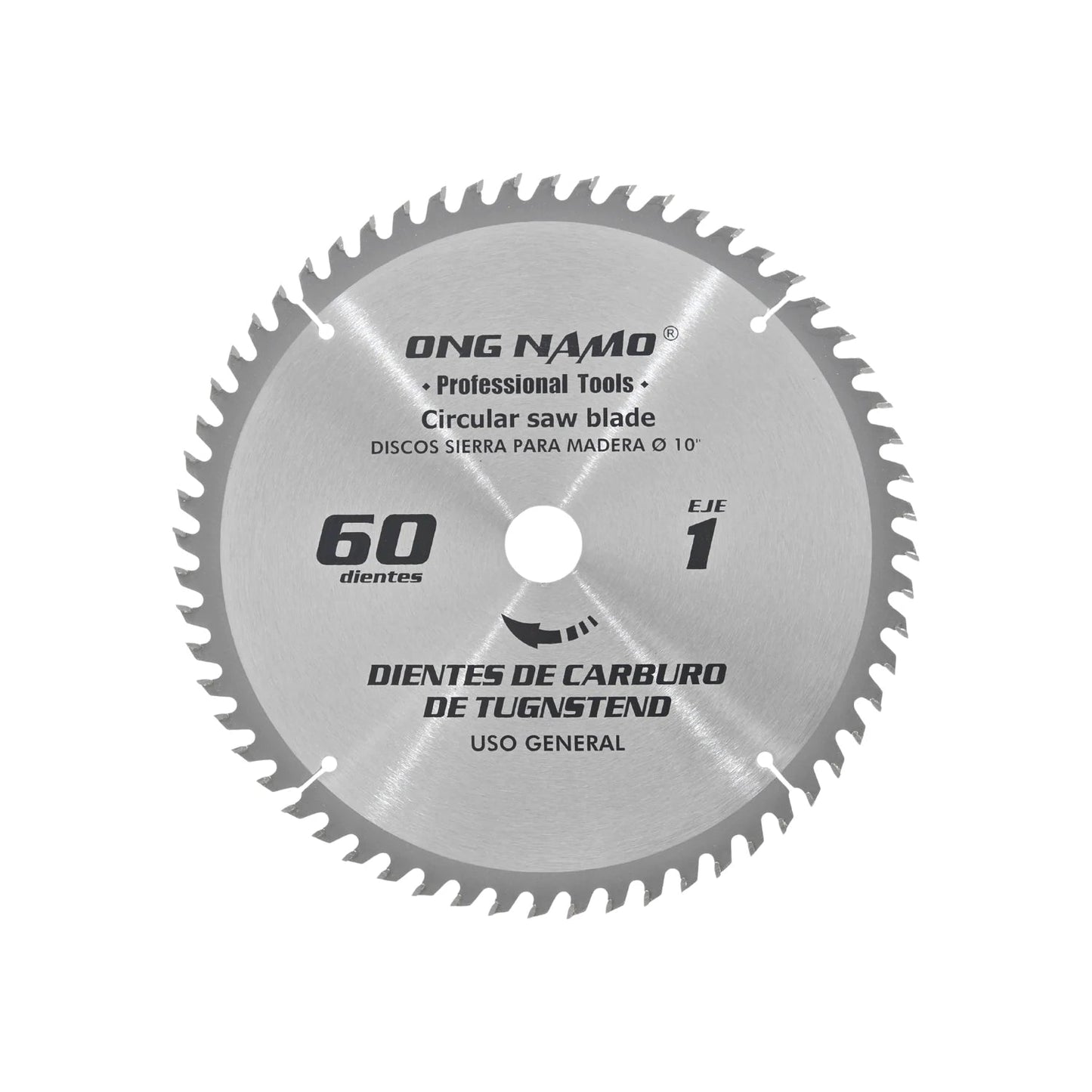 Disco sierra circular Ong Namo 10 pulgadas, 60 dientes de carburo de tungsteno para corte de madera.