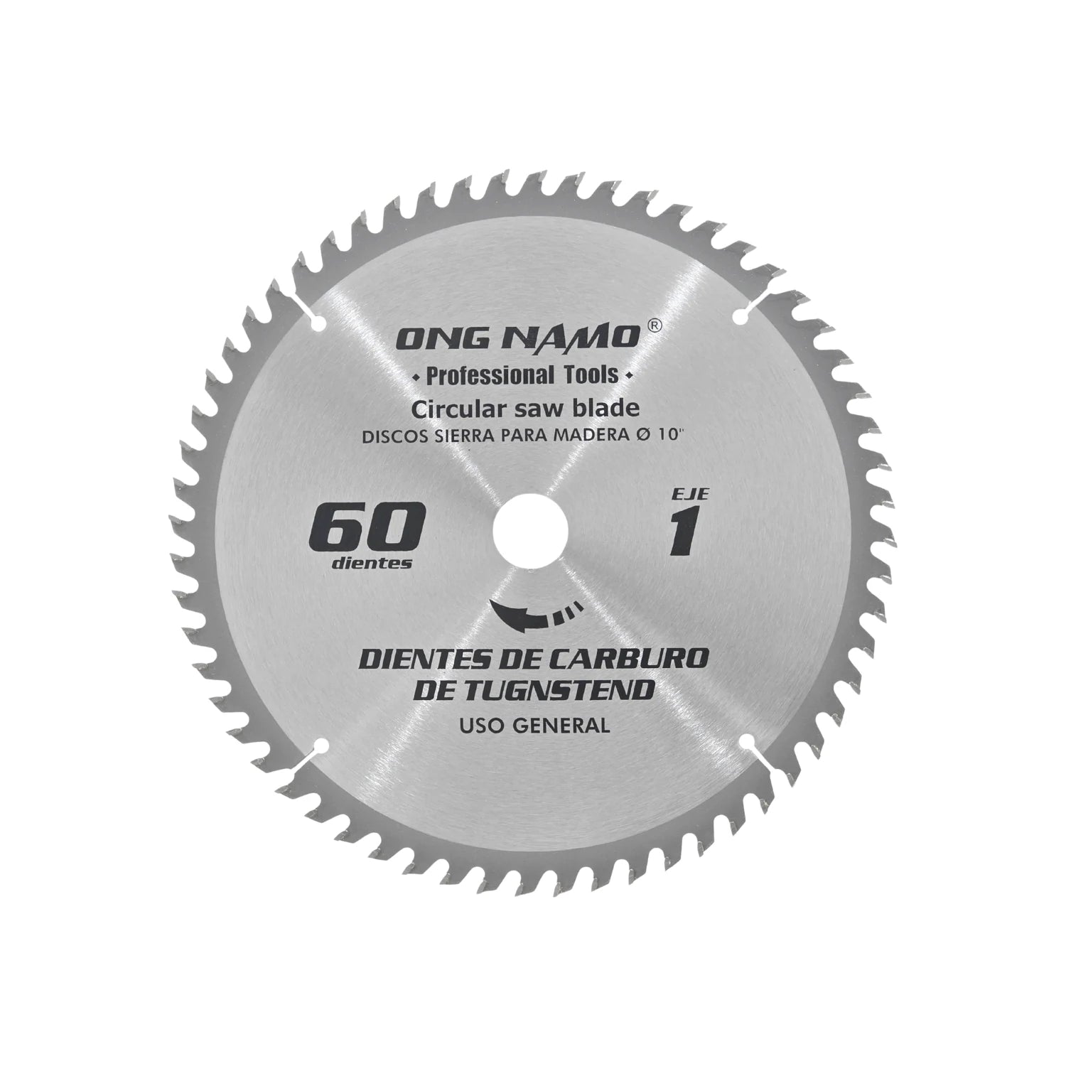 Disco sierra circular Ong Namo 10 pulgadas, 60 dientes de carburo de tungsteno para corte de madera.