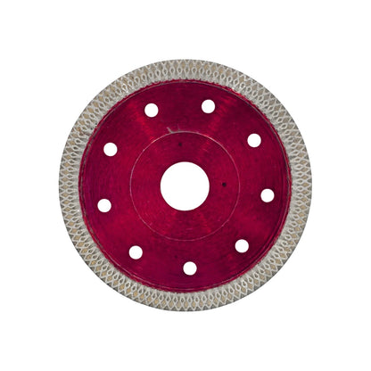 Disco diamantado rojo de 4 1/2 pulgadas para corte de porcelana y cerámica.
