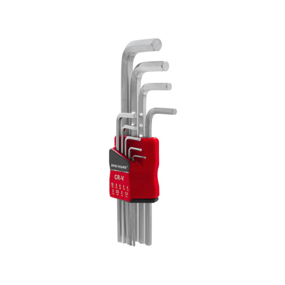 Juego de 9 llaves Allen y Torx Ong Namo de acero cromo vanadio en soporte organizador rojo para taller