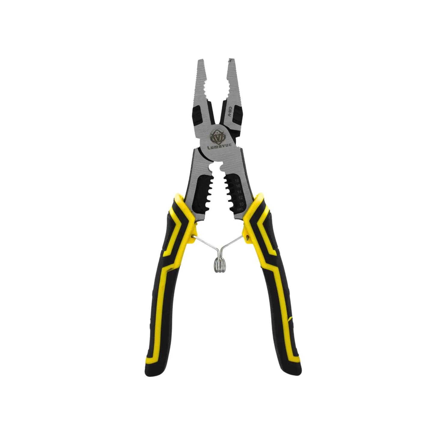 Pinza pelacables profesional Lumavue de acero CR-V con mango amarillo y negro para instalaciones eléctricas AWG