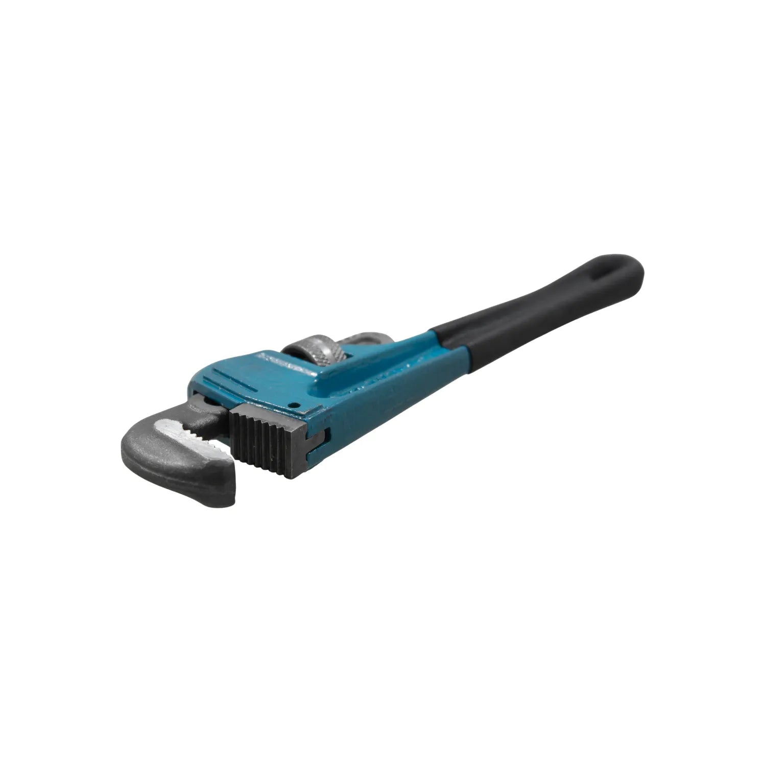 Llave Stillson ajustable para tuberías con cuerpo azul y mango negro ergonómico profesional