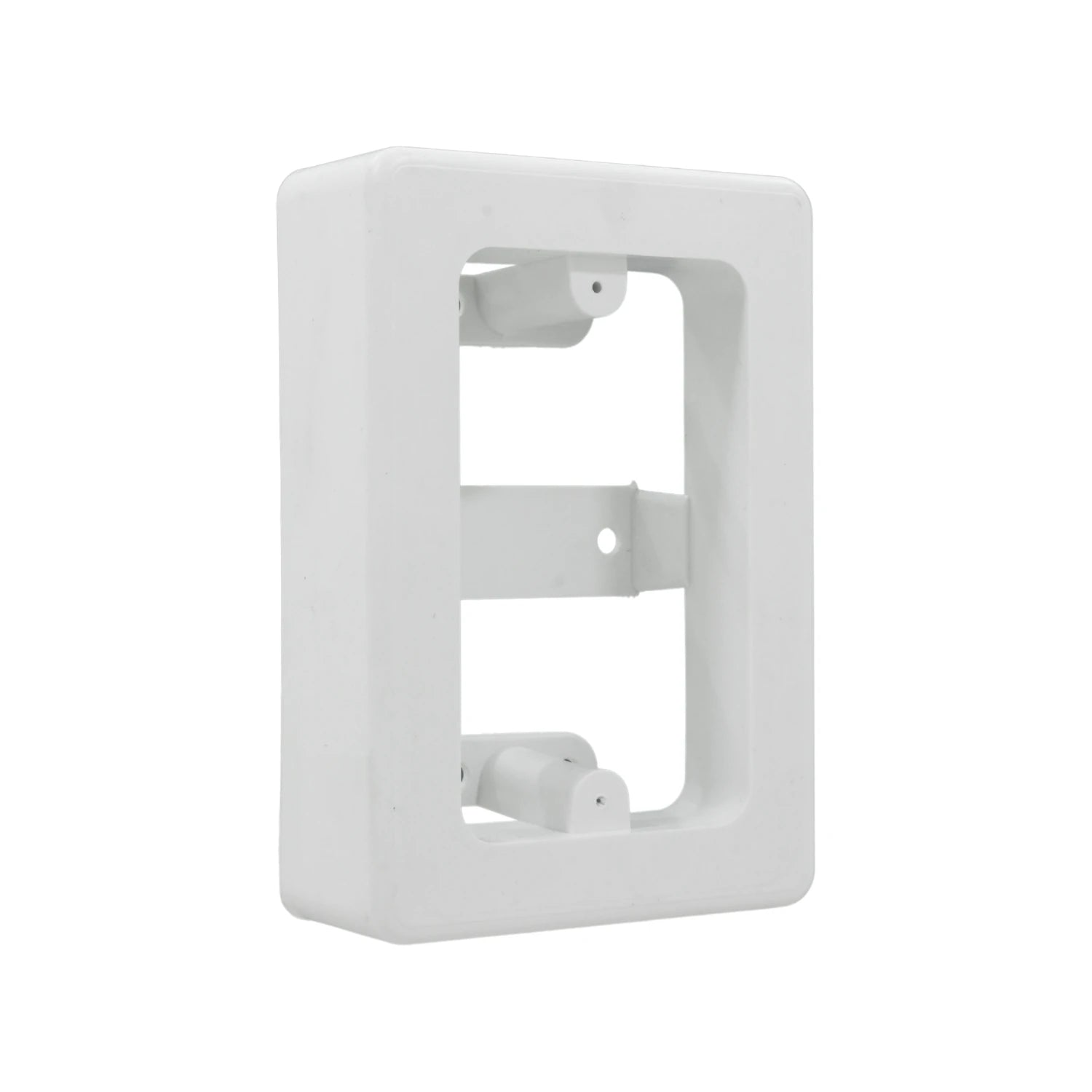 Caja universal de plástico blanca para instalación eléctrica de superficie, ideal para canaleta o montaje de dispositivos.