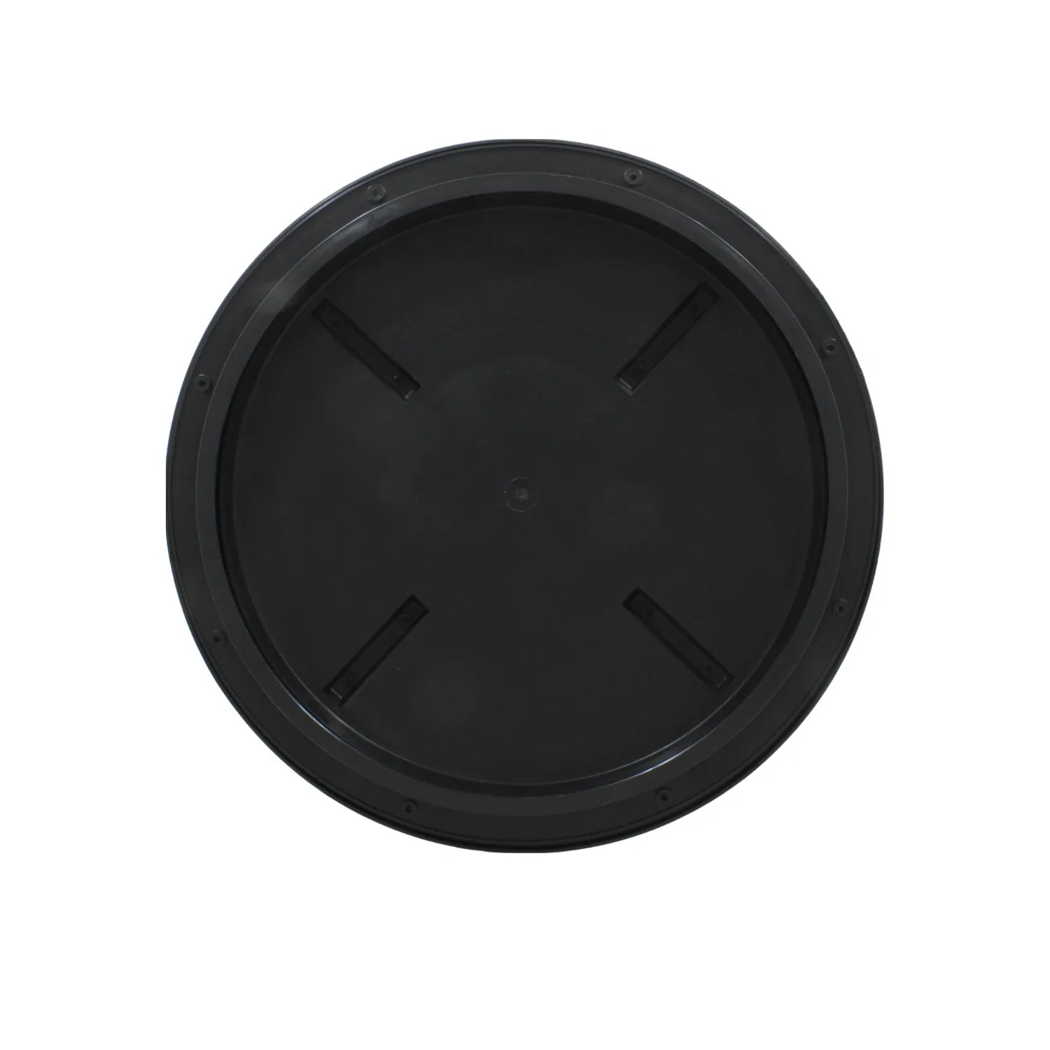 Tapa negra de polietileno para tinaco, con aro tipo rosca, ideal para cisternas y tanques de agua.