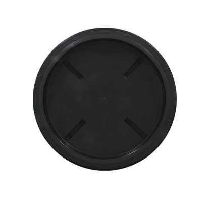 Tapa negra de polietileno para tinaco, con aro tipo rosca, ideal para cisternas y tanques de agua.