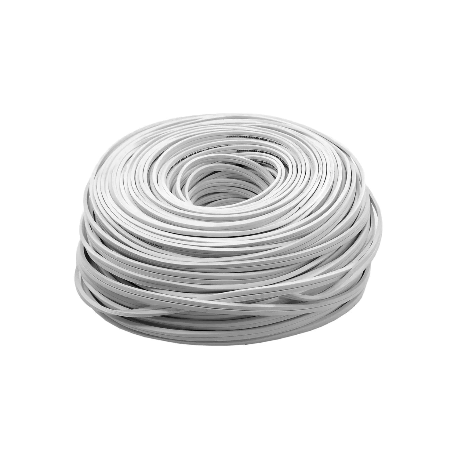 Bobina de cable eléctrico blanco chato anti flama. Cordón plano flexible para instalaciones eléctricas.