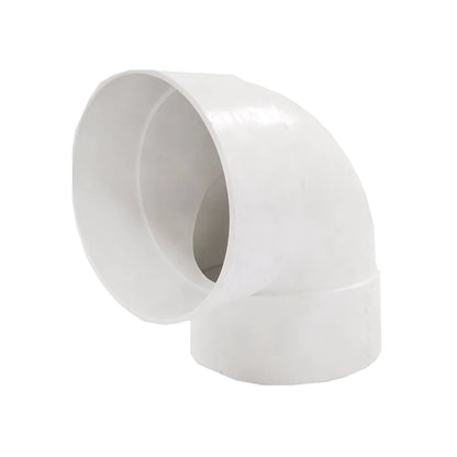 Codo PVC sanitario blanco de 90 grados para instalaciones de desagüe y plomería