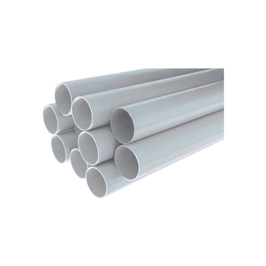 Tubo PVC sanitario gris 3 pulgadas (75mm) HS, apilado para proyectos de plomería.