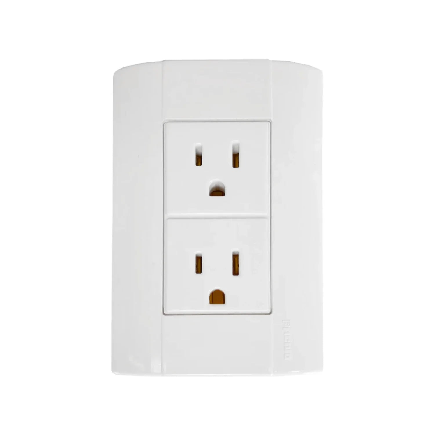 Contacto dúplex con polarizado y aterrizado.,Fabricado en baquelita de alta resistencia al calor.,Cuerpo color blanco.,Voltaje 127 V-15 A