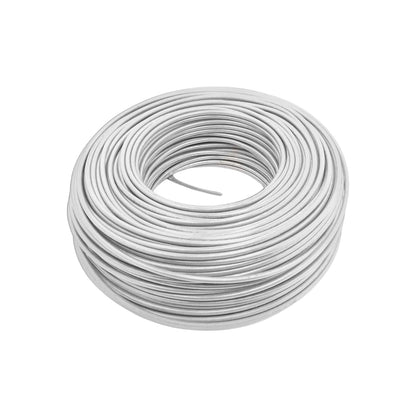 Rollo de cable eléctrico flexible blanco, calibre 8, para instalaciones y conexiones.