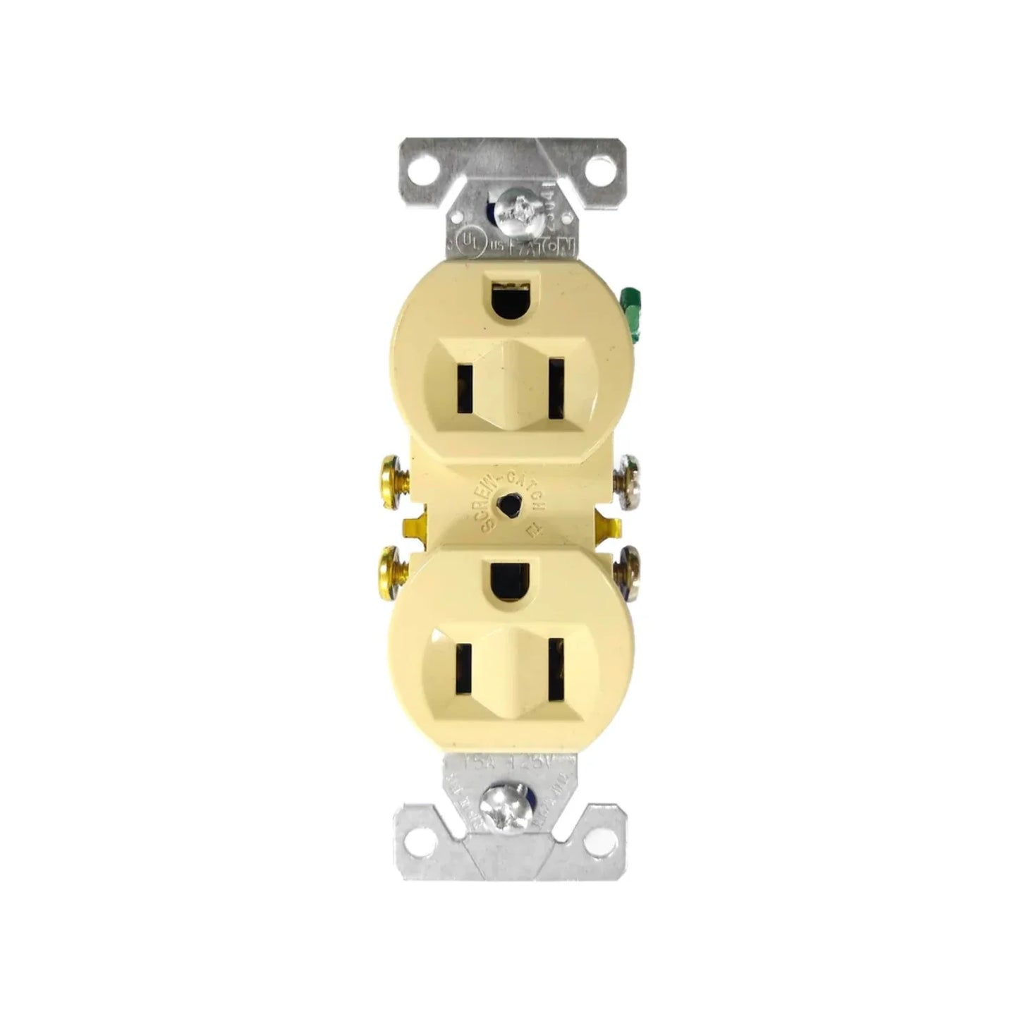 Contacto dúplex con polarizado y aterrizado.,Fabricado en plástico baquelita de alta resistencia.,Cuerpo color marfil.,Voltaje 127 V-15 A