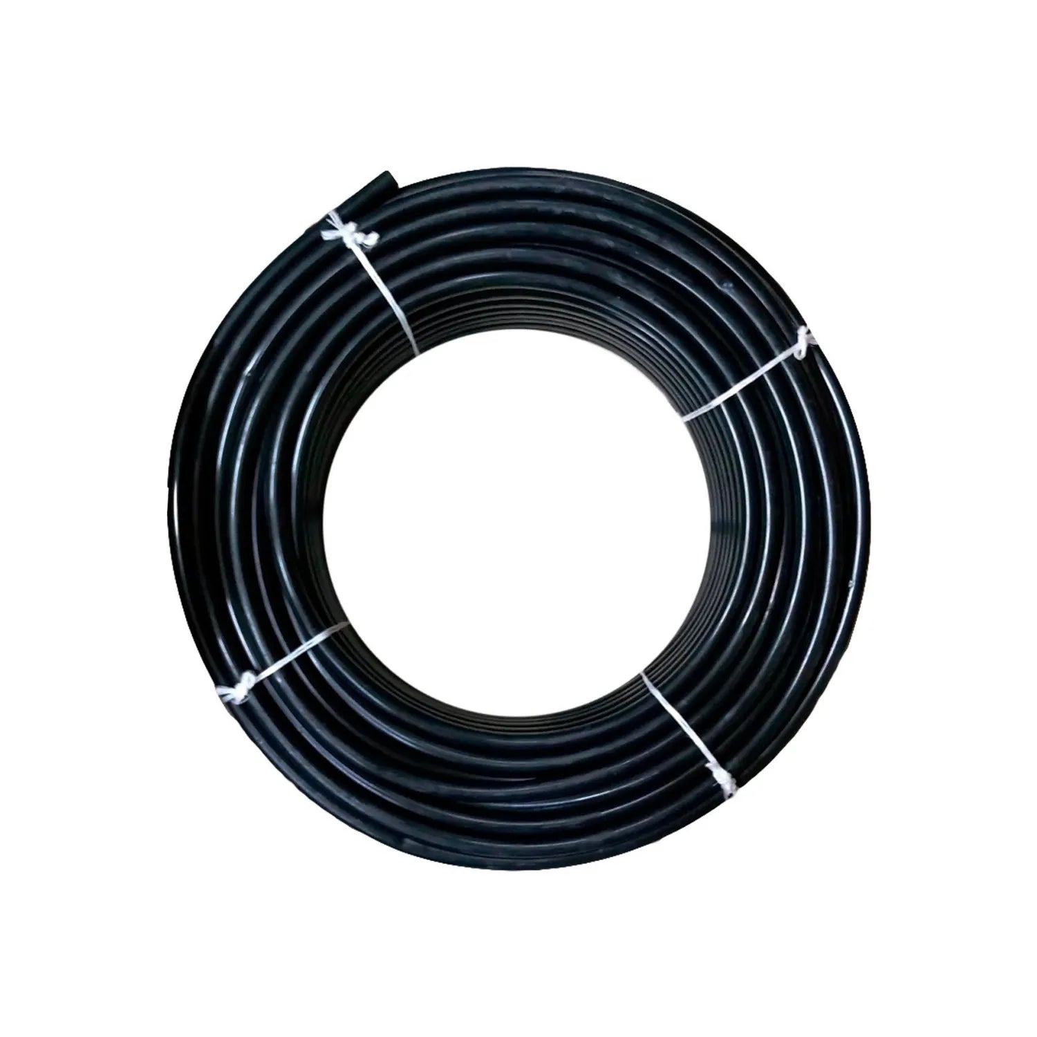 Rollo de poliducto negro de polietileno de 1/2 pulgada, cédula 80, para riego y agua.