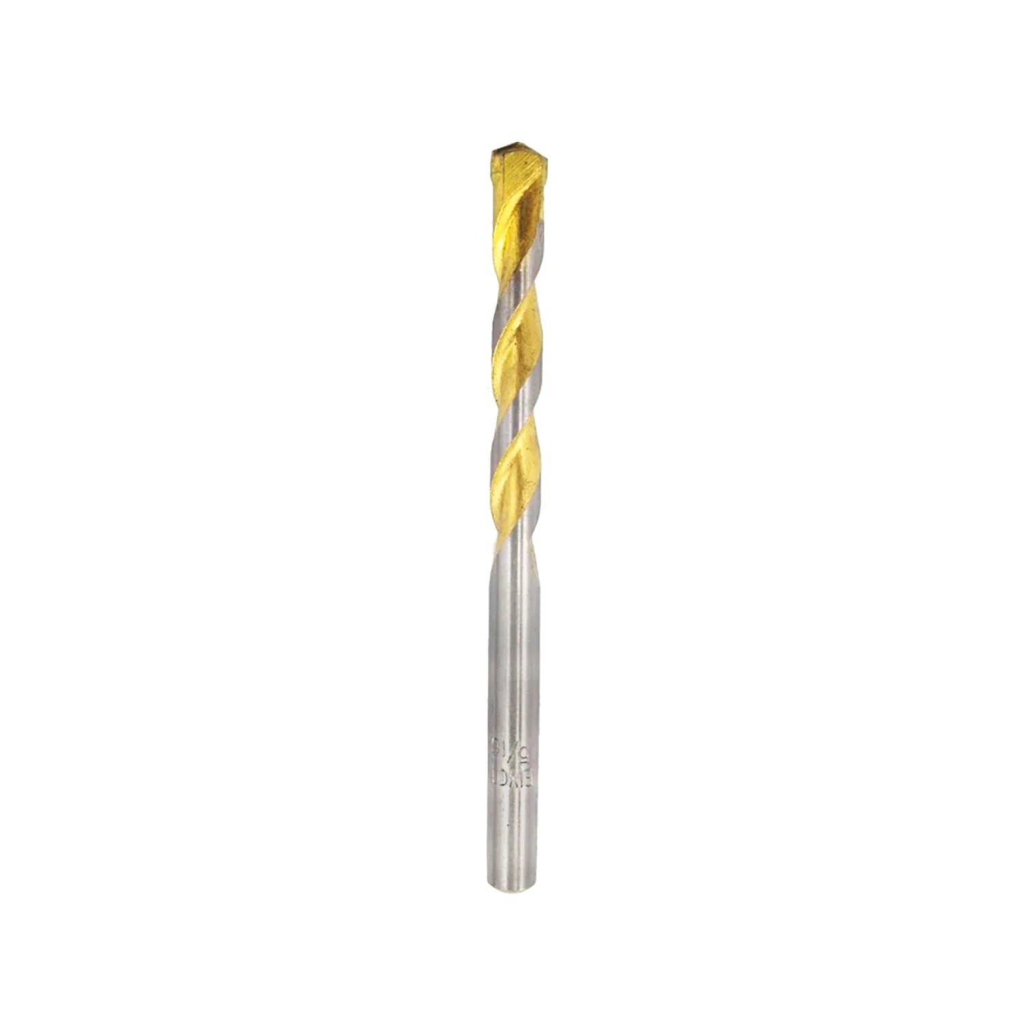 Broca para concreto 5/16 pulgadas con punta dorada y cuerpo plateado, ideal para perforar cemento y ladrillo