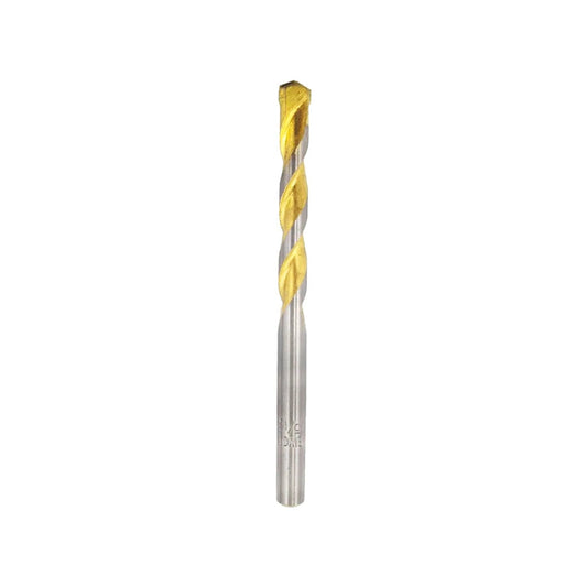 Broca para concreto 5/16 pulgadas con punta dorada y cuerpo plateado, ideal para perforar cemento y ladrillo