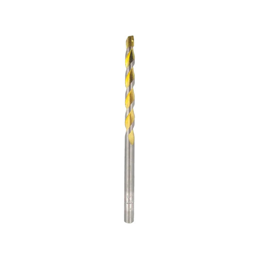 Broca de taladro HSS recubierta de titanio dorada, ideal para perforar metal, madera y plásticos con precisión.
