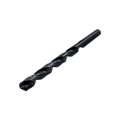 Broca helicoidal negra de acero rápido HSS para taladro, ideal para perforar metal, madera y plástico.
