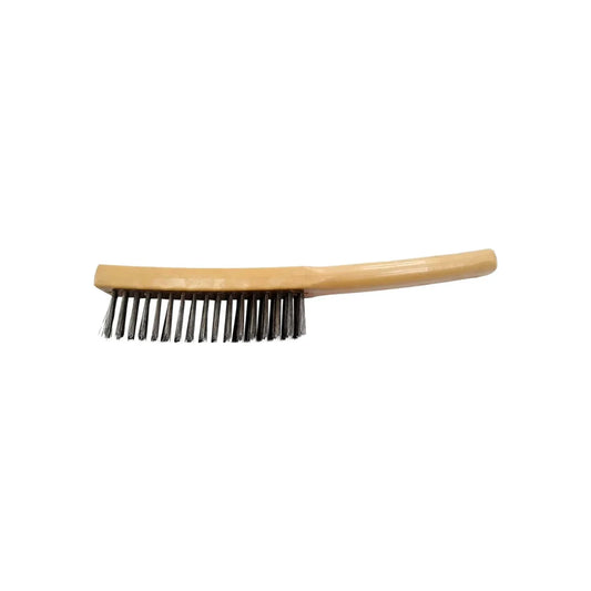 Cerdas rígidas de acero inoxidable.,Ideal para remover oxidación pintura y residuos.,Mango largo recto.,3x17 hileras de cerdas metálicas.