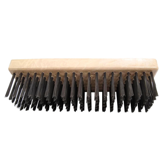 Cepillo cuerpo rectangular.,Cerdas rÃ­gidas de acero inoxidable.,Ideal para remover oxidaciÃ³n pintura y residuos.,6x19 hileras de cerdas metÃ¡licas.