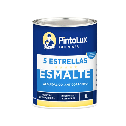 Pintura esmalte alquidálico anticorrosivo PintoLux 5 Estrellas marfil 1L para interiores y exteriores