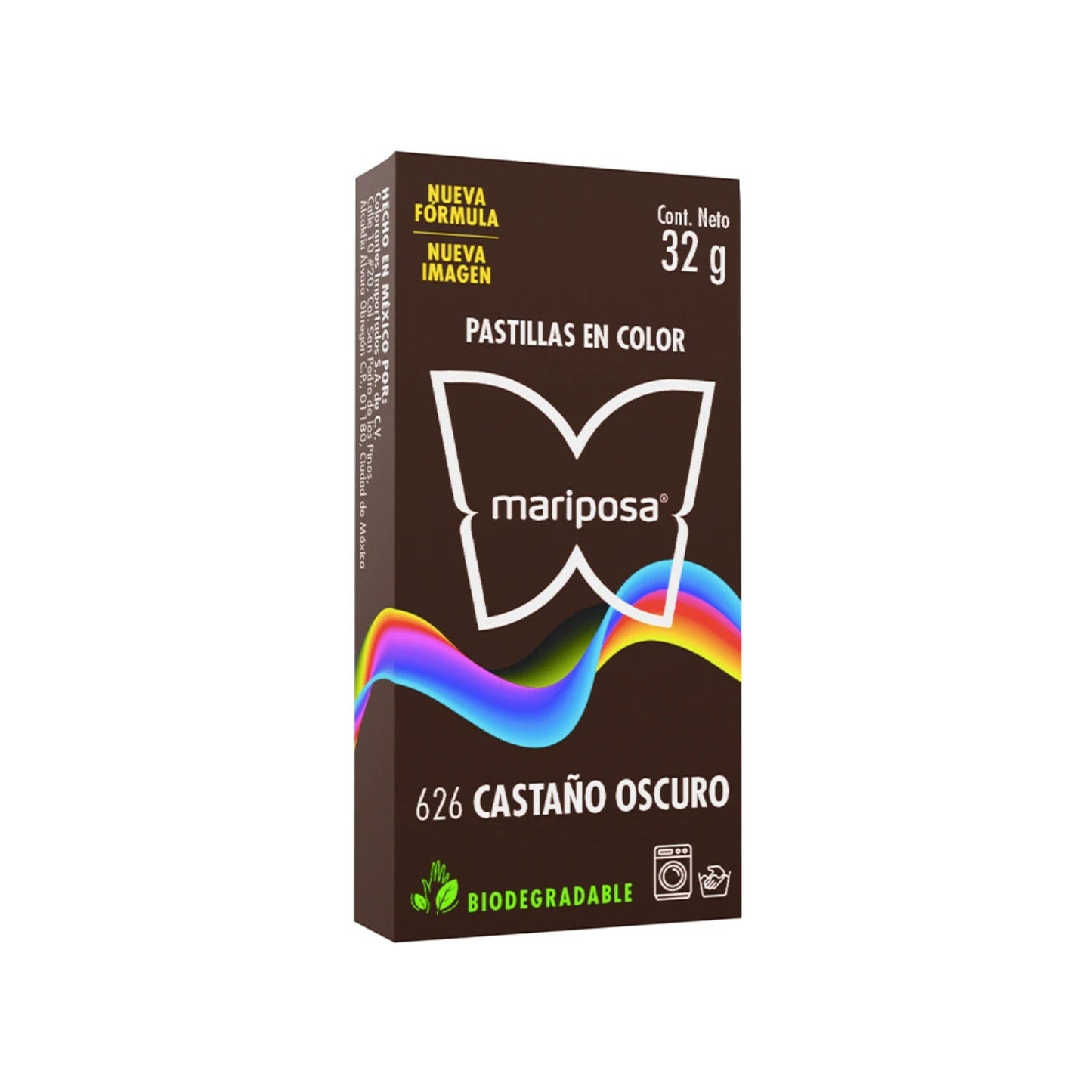 Colorante Mariposa 626 Castaño Oscuro, pastillas de color biodegradable para tela, 32g