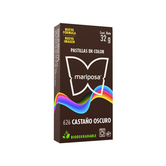 Colorante Mariposa 626 Castaño Oscuro, pastillas de color biodegradable para tela, 32g