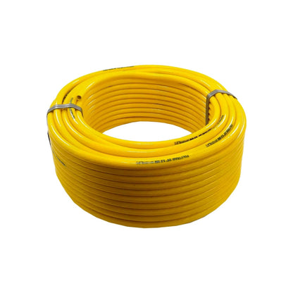 Manguera amarilla tramada POLYTRAAM 3/8" (9.5 mm) en rollo para uso industrial o doméstico