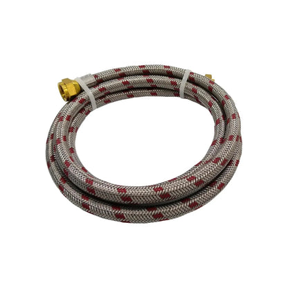Manguera flexible de gas metálica trenzada con refuerzo rojo, 1.5 m, conectores de latón.