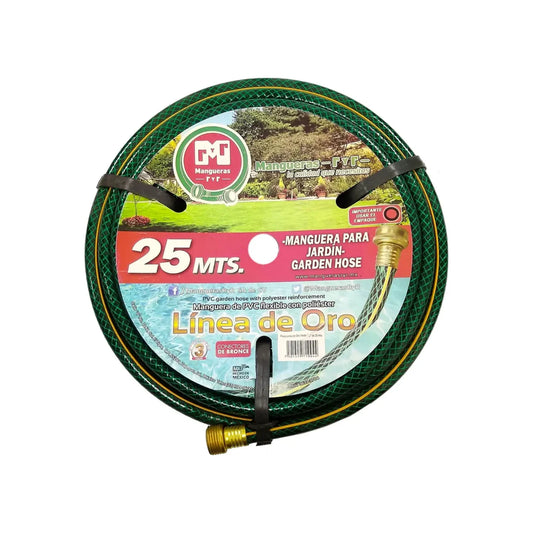 Medida: 1/2",Longitud: 25 metros.,Tecnología anti-torceduras.,Refuerzo con tejido tramado.