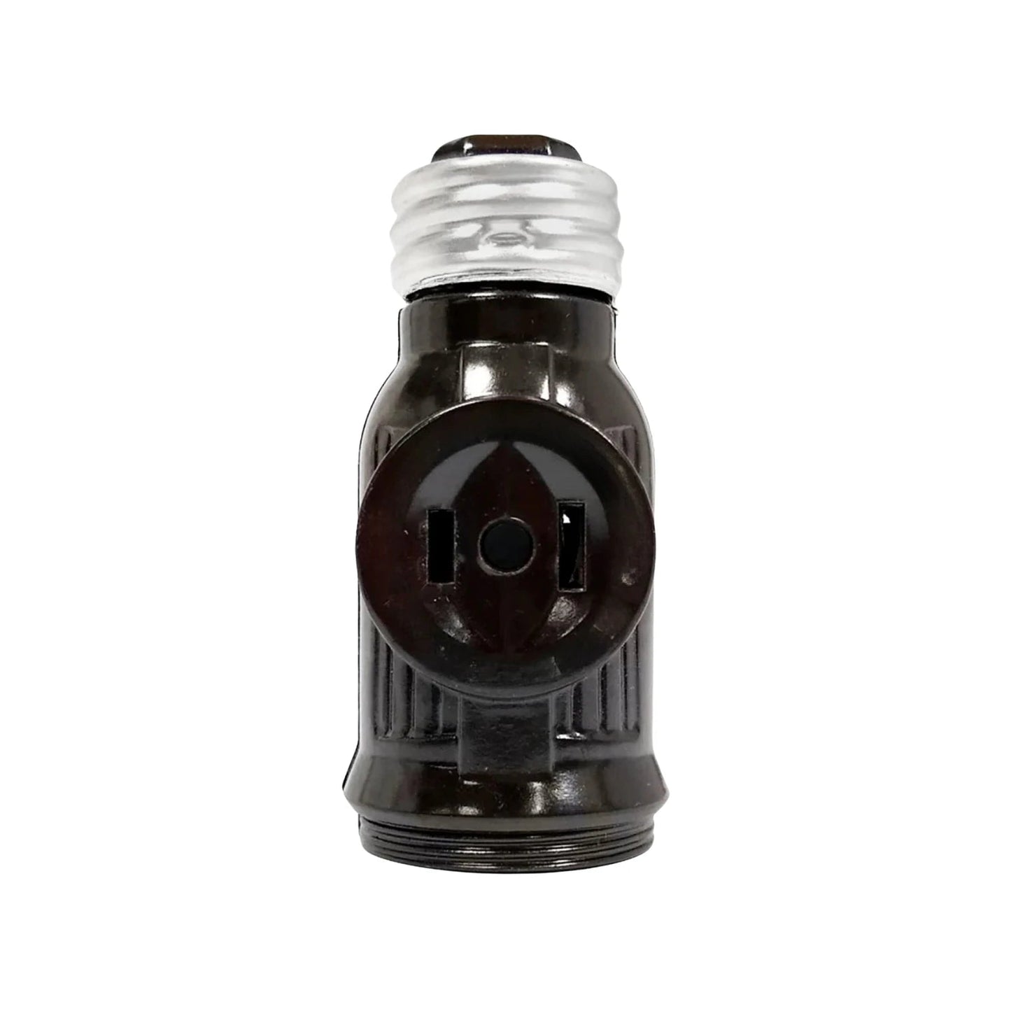 Socket ladrón eléctrico café, adaptador doble para portalámpara con 2 salidas polarizadas.