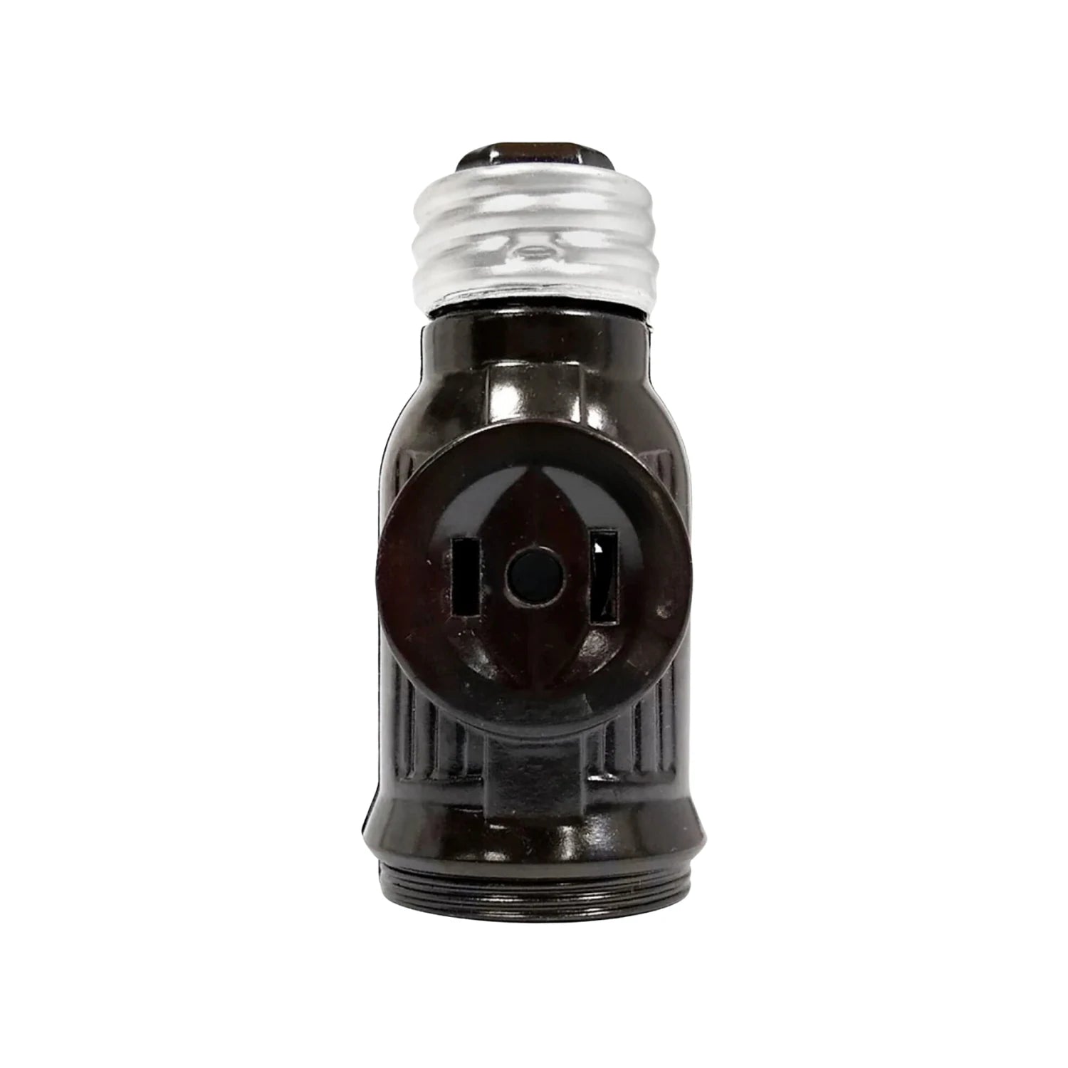 Socket ladrón eléctrico café, adaptador doble para portalámpara con 2 salidas polarizadas.