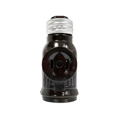 Socket ladrón eléctrico café, adaptador doble para portalámpara con 2 salidas polarizadas.