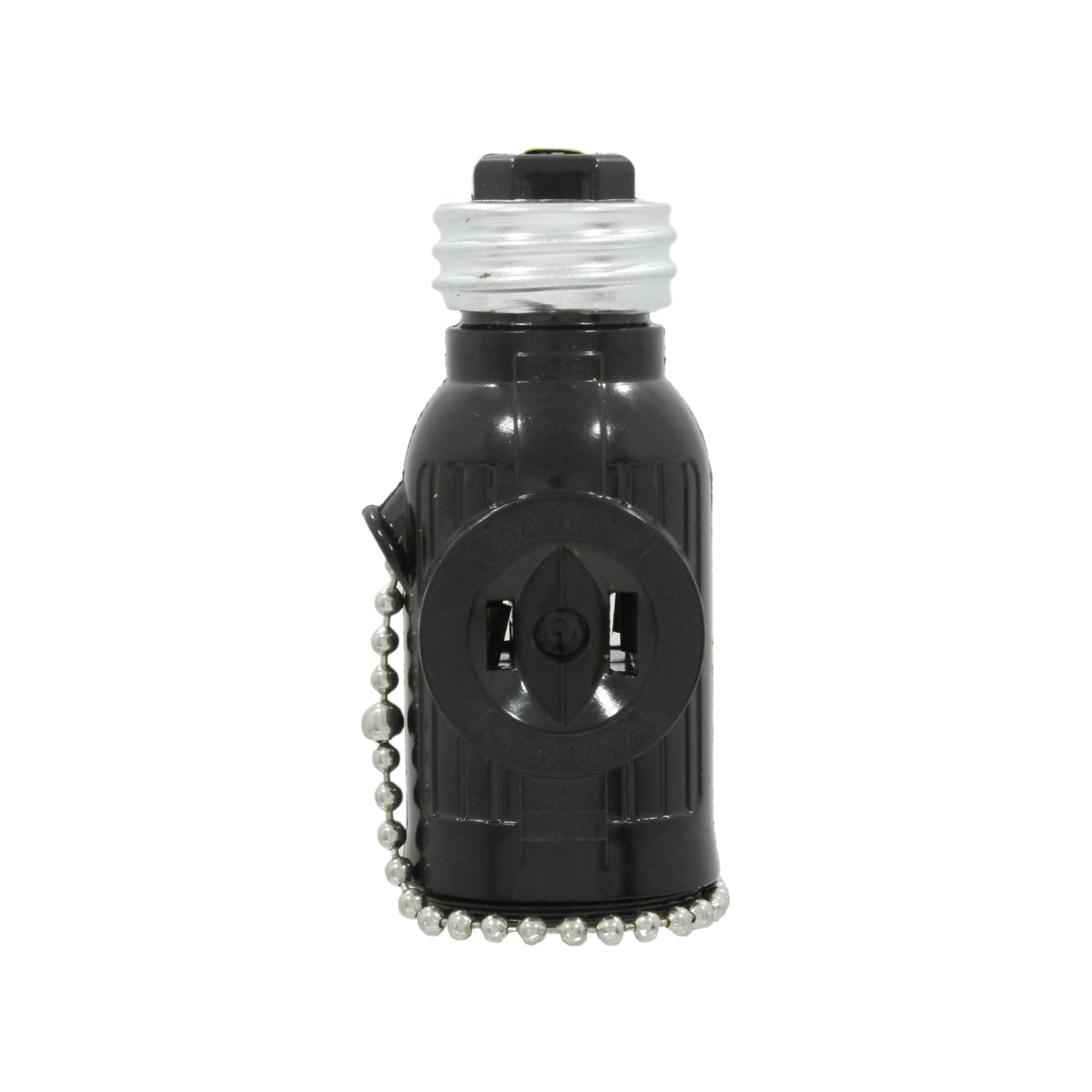 Socket ladrón negro con doble enchufe y cadena, adaptador de portalámparas a tomacorriente.