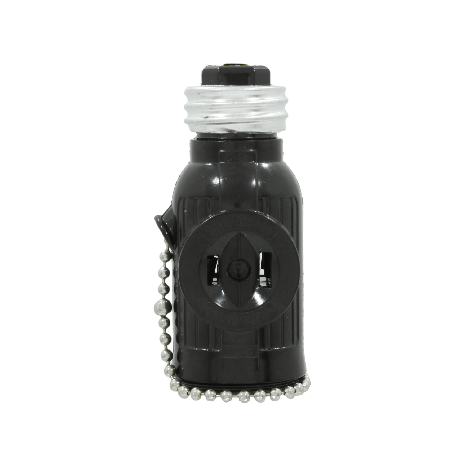 Socket ladrón negro con doble enchufe y cadena, adaptador de portalámparas a tomacorriente.