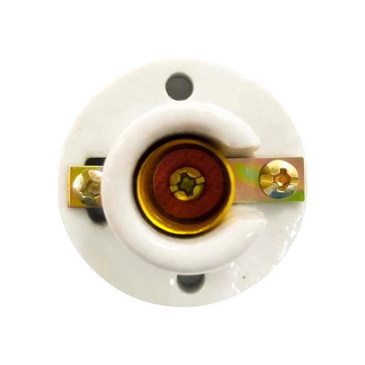 Socket de porcelana blanco E27 con terminales de tornillo para instalación eléctrica de focos.