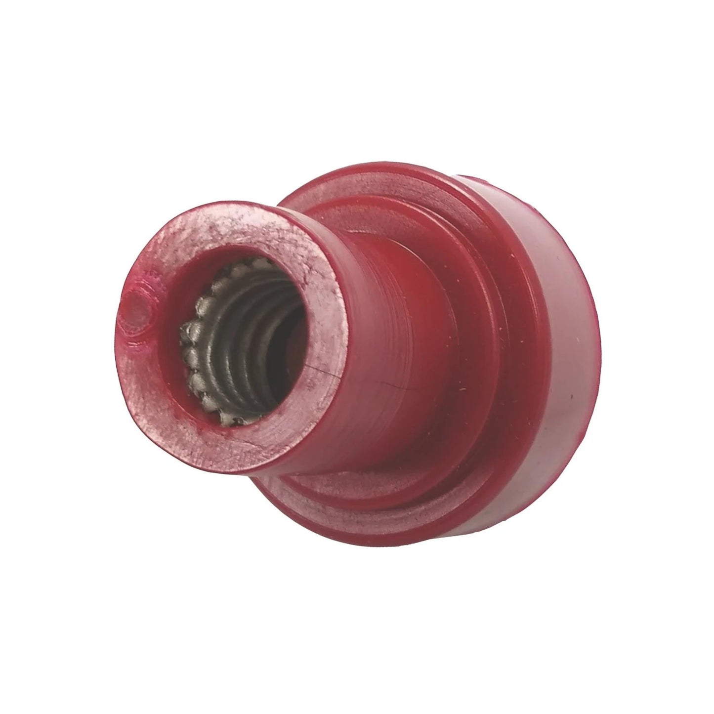 Inserto roscado rojo con rosca interna, componente de fijación para equipos eléctricos y paneles