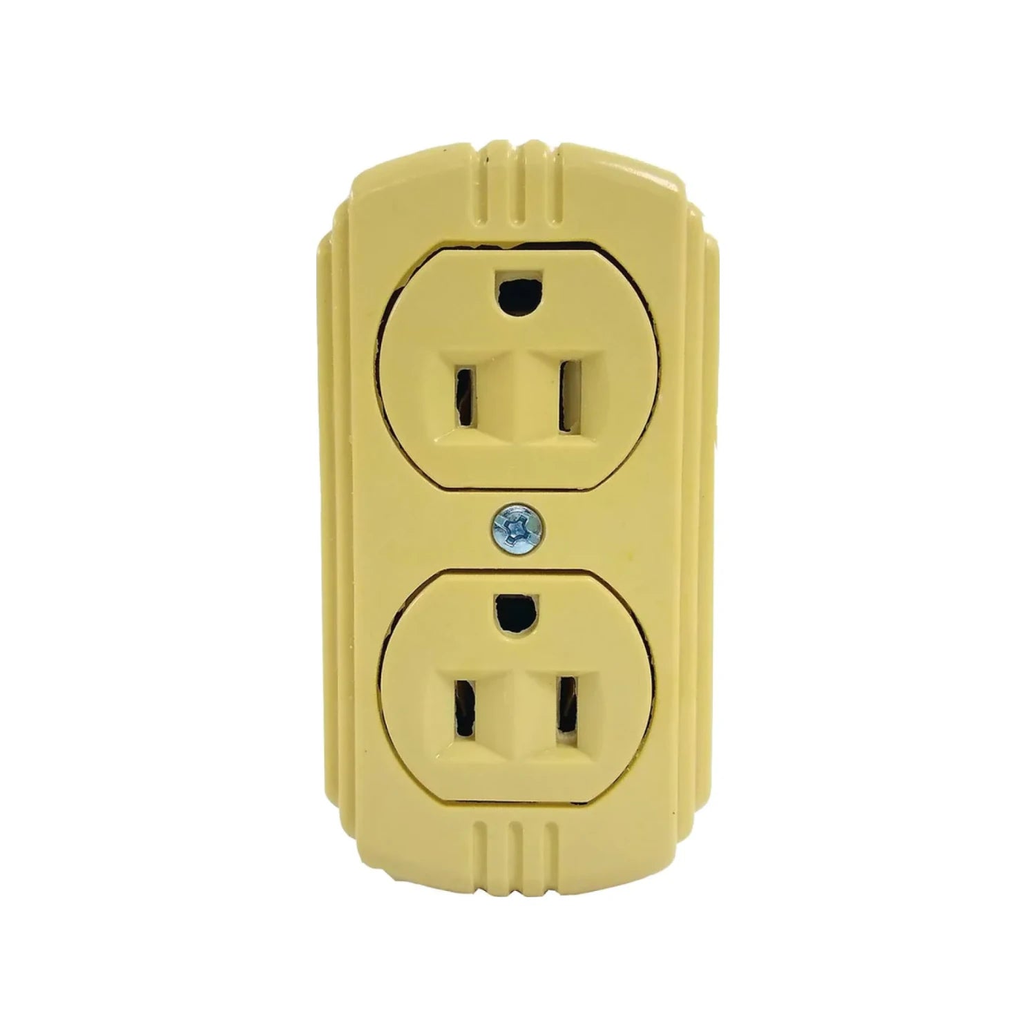 Contacto eléctrico doble aterrizado color crema para pared, receptáculo dúplex con toma a tierra