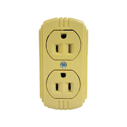 Contacto eléctrico doble aterrizado color crema para pared, receptáculo dúplex con toma a tierra