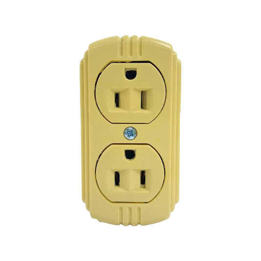 Contacto eléctrico doble aterrizado color crema para pared, receptáculo dúplex con toma a tierra