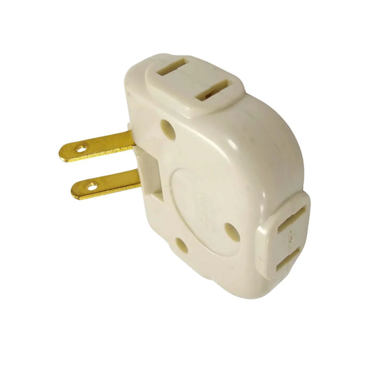 Fabricado en baquelita.,Clavija triple tipo bisagra.,Voltaje 127 V - 15 A,Clavija triple acabado marfil.