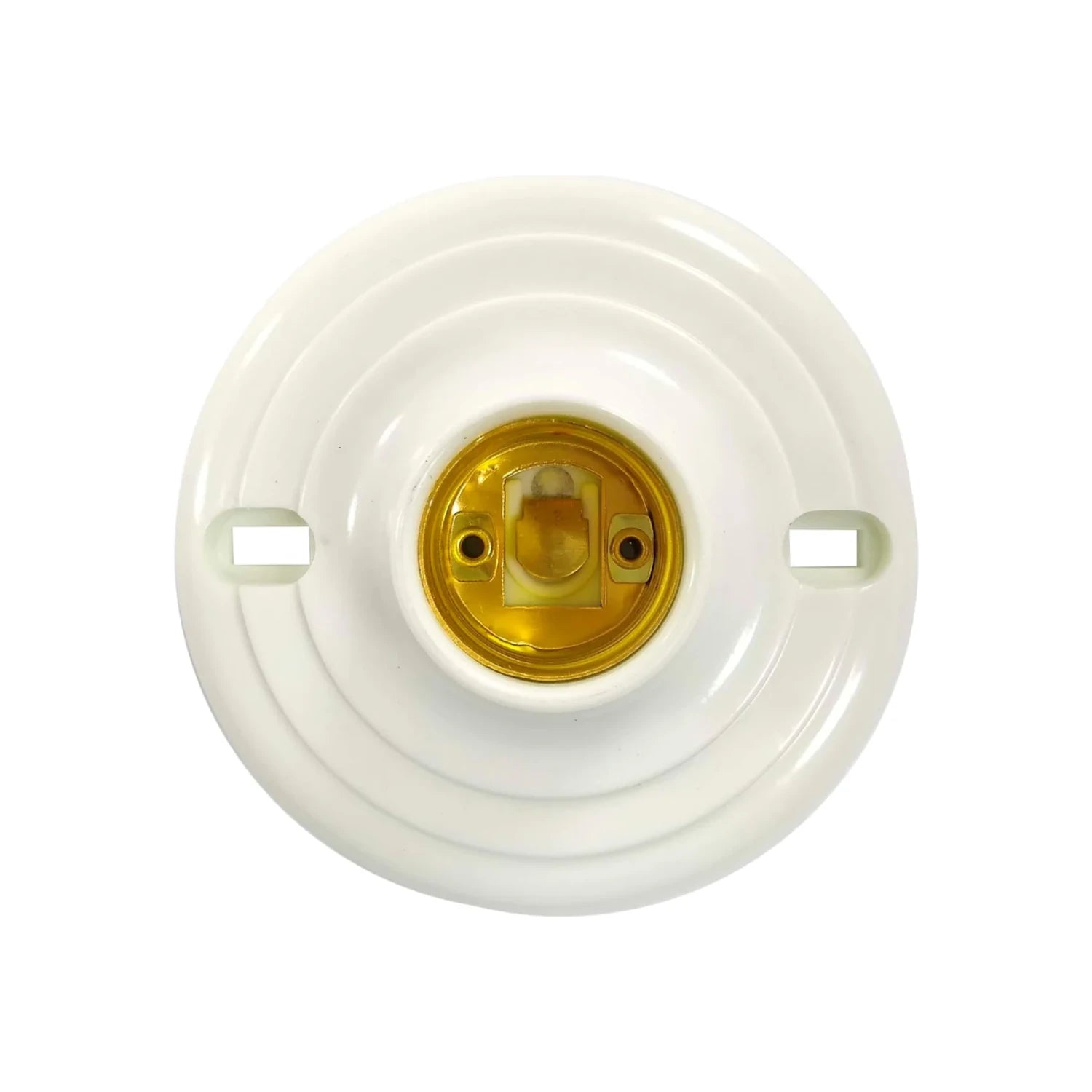 Socket portalámparas de baquelita blanco, rosetón chico para foco y montaje en techo o pared