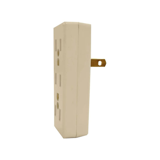 Adaptador triple con tierra beige, clavija de corriente de 3 salidas para múltiples aparatos